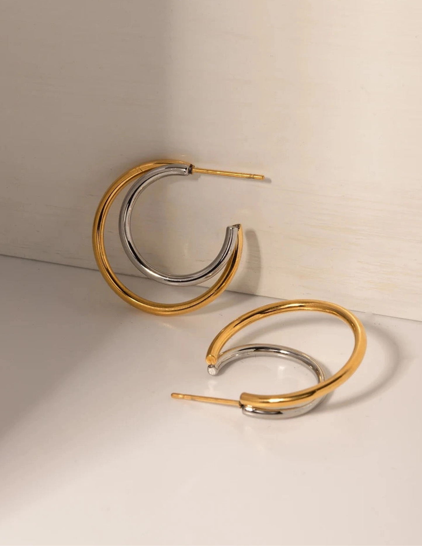Uptown Two Tone Hoop Earrings