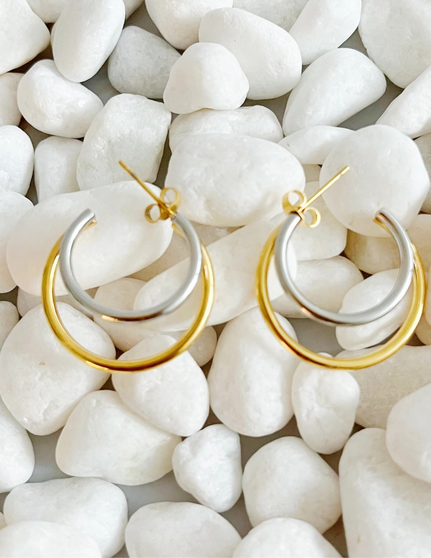 Uptown Two Tone Hoop Earrings