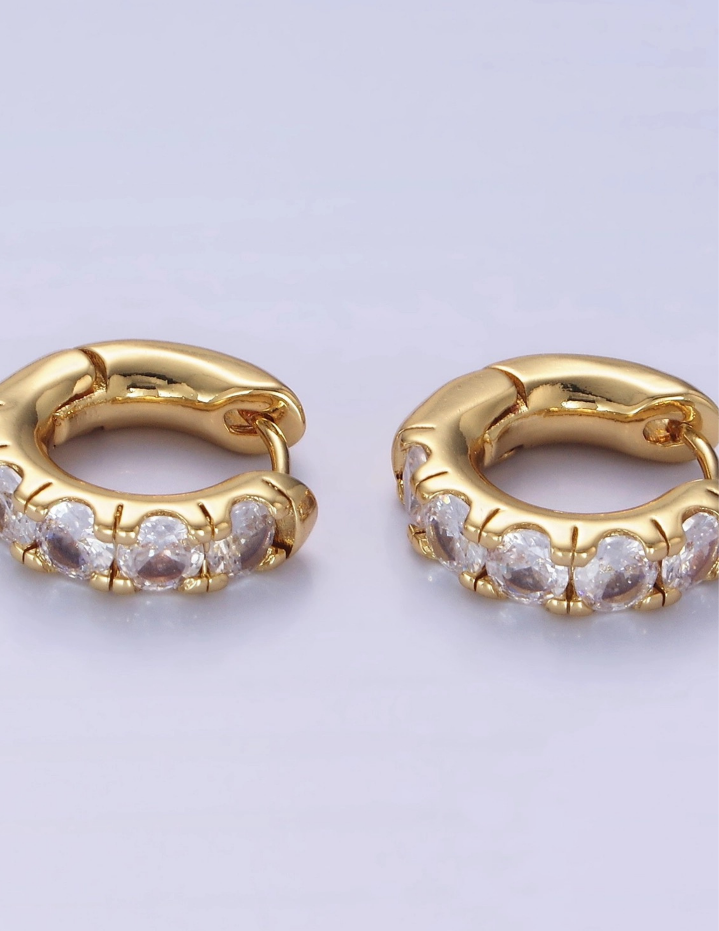 14K Gold Filled Clear Cz Rounded 17mm Huggie Earrings