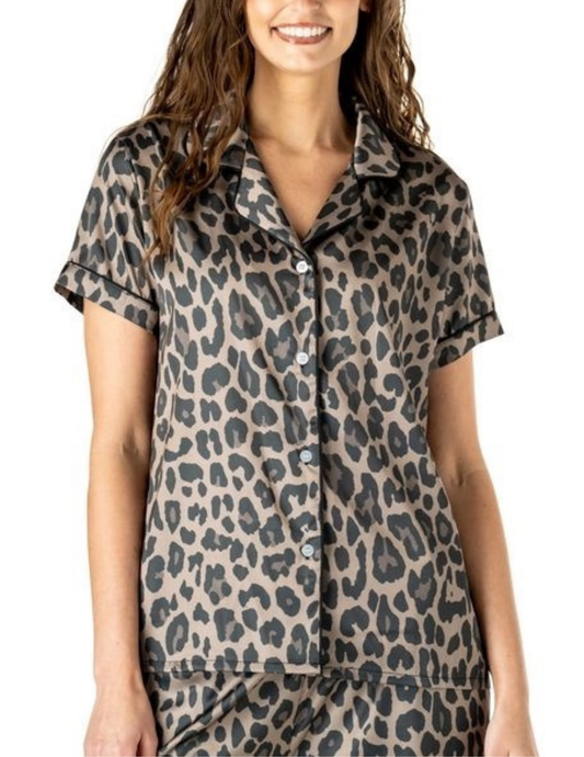 Hello Mello Bow So Lovely Satin Pajama Top- Cat's Meow