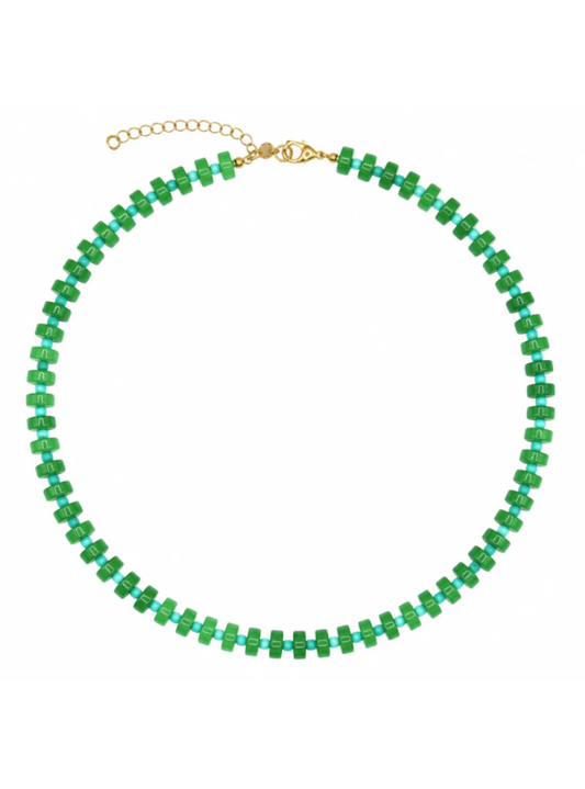 Chunky Candy Chip Green & Blue Necklace