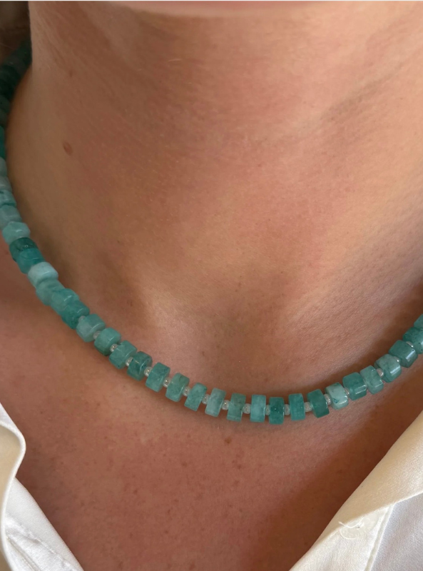 Turquoise Flat Gemstone Necklace