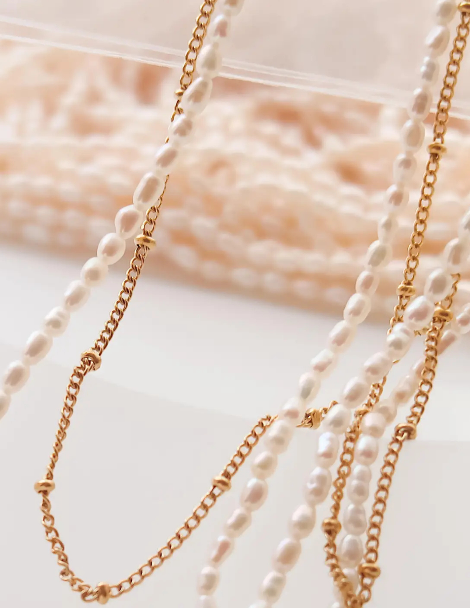 Camryn 18K Gold Non-Tarnish Layered Pearl Chain Necklace - Tres Chic Boutique