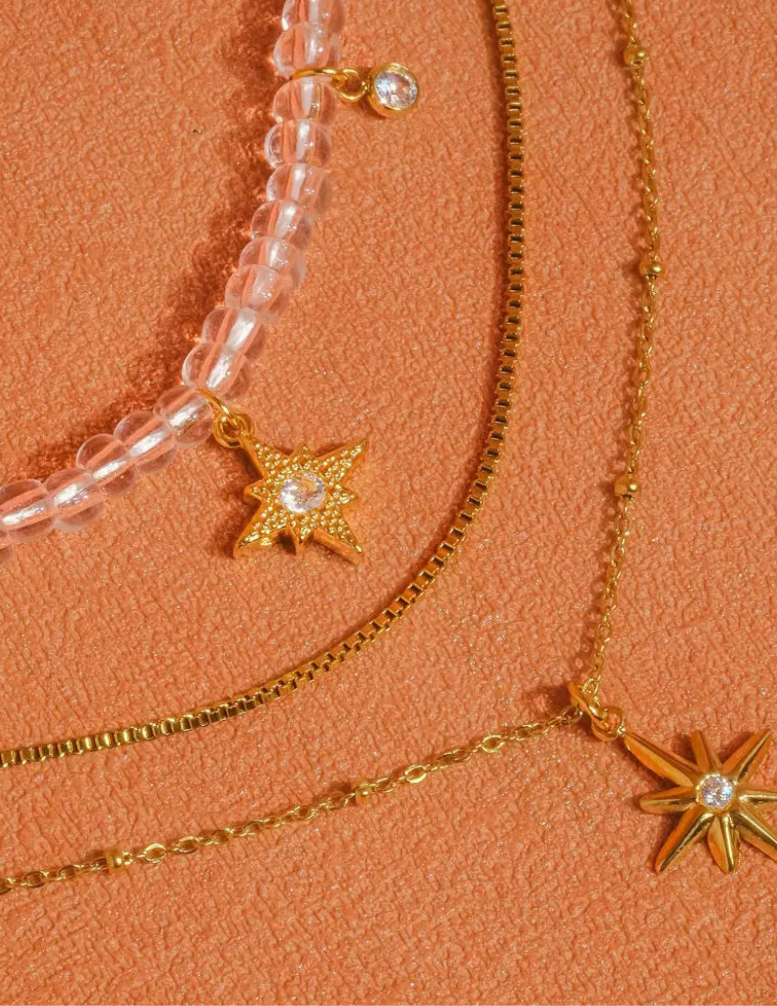 Jomar 18K Non-Tarnish Layered Star Beaded Necklace - Tres Chic Boutique