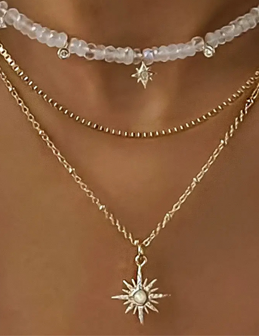 Jomar 18K Non-Tarnish Layered Star Beaded Necklace - Tres Chic Boutique