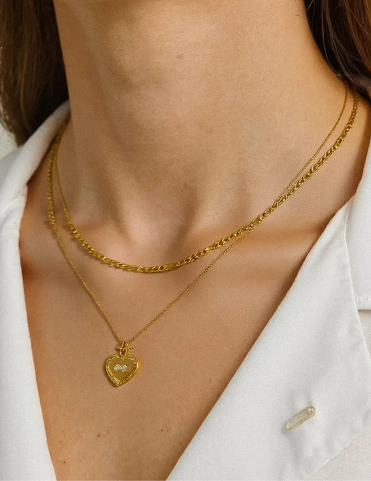 Landy 18K Non-Tarnish Layered Heart Chain Necklace - Tres Chic Boutique