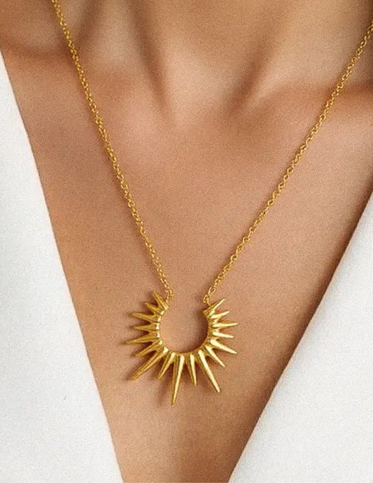 Muse Non-Tarnish Gold Sun Necklace - Tres Chic Boutique