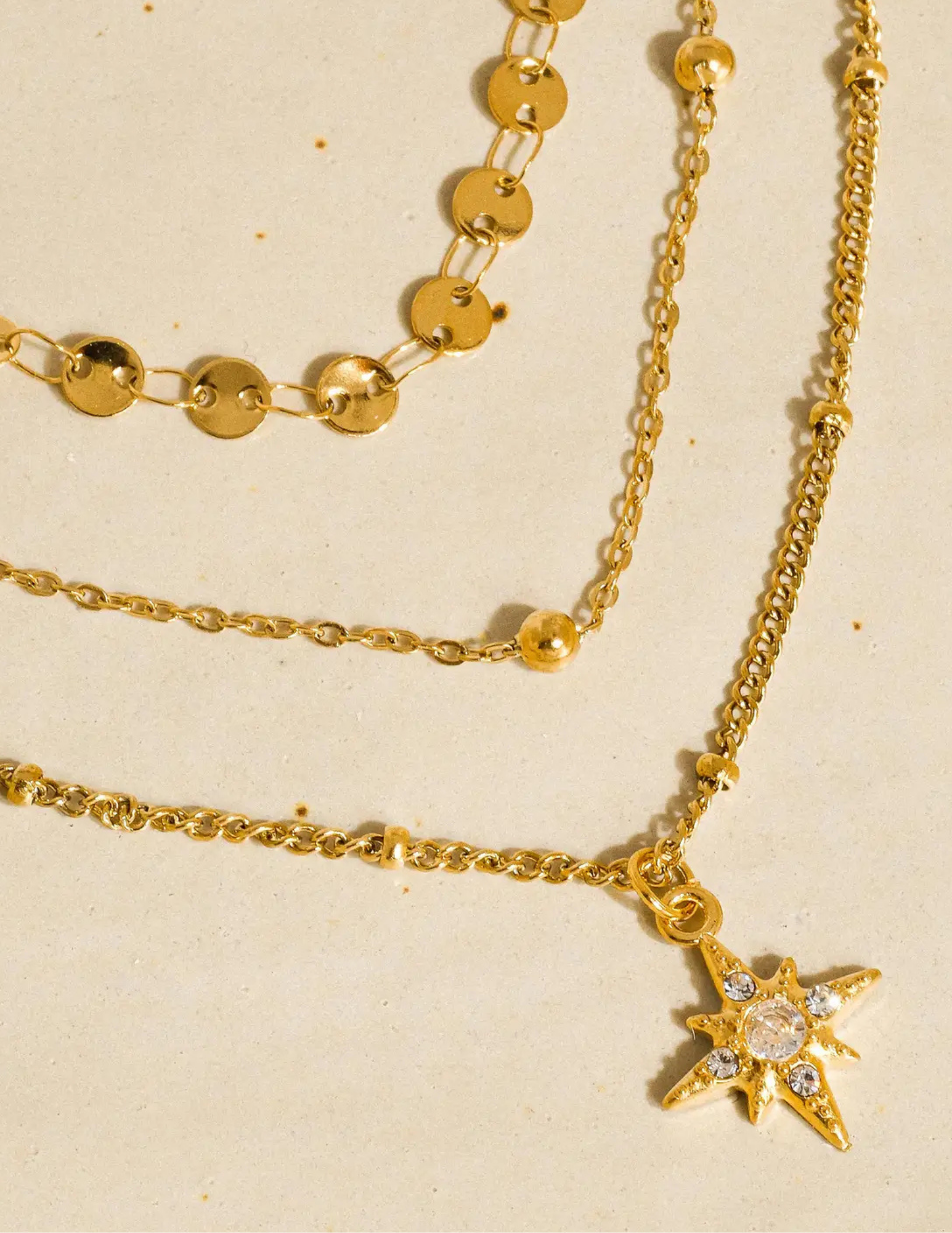 Pascal 18K Non-Tarnish Layered Cz Star Necklace - Tres Chic Boutique