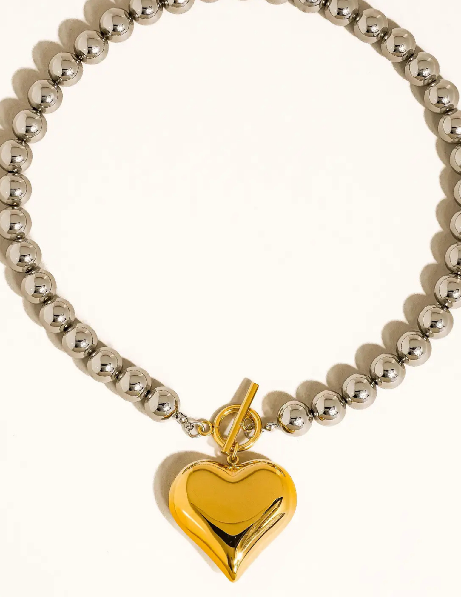 Raissa 18K Gold Non-Tarnish Two Tone Heart Necklace - Tres Chic Boutique
