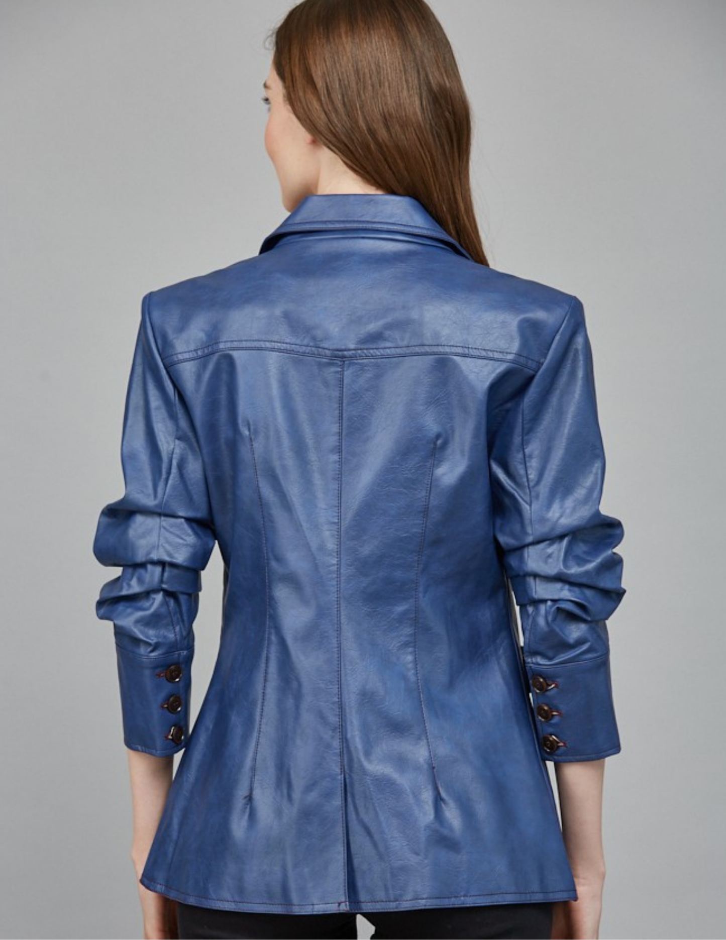 Faux Leather Jacket- Deep Blue