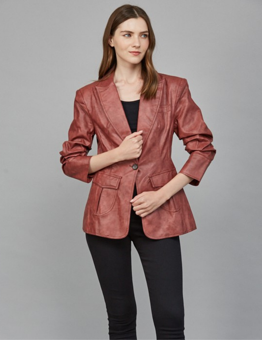 Faux Leather Jacket- Maroon