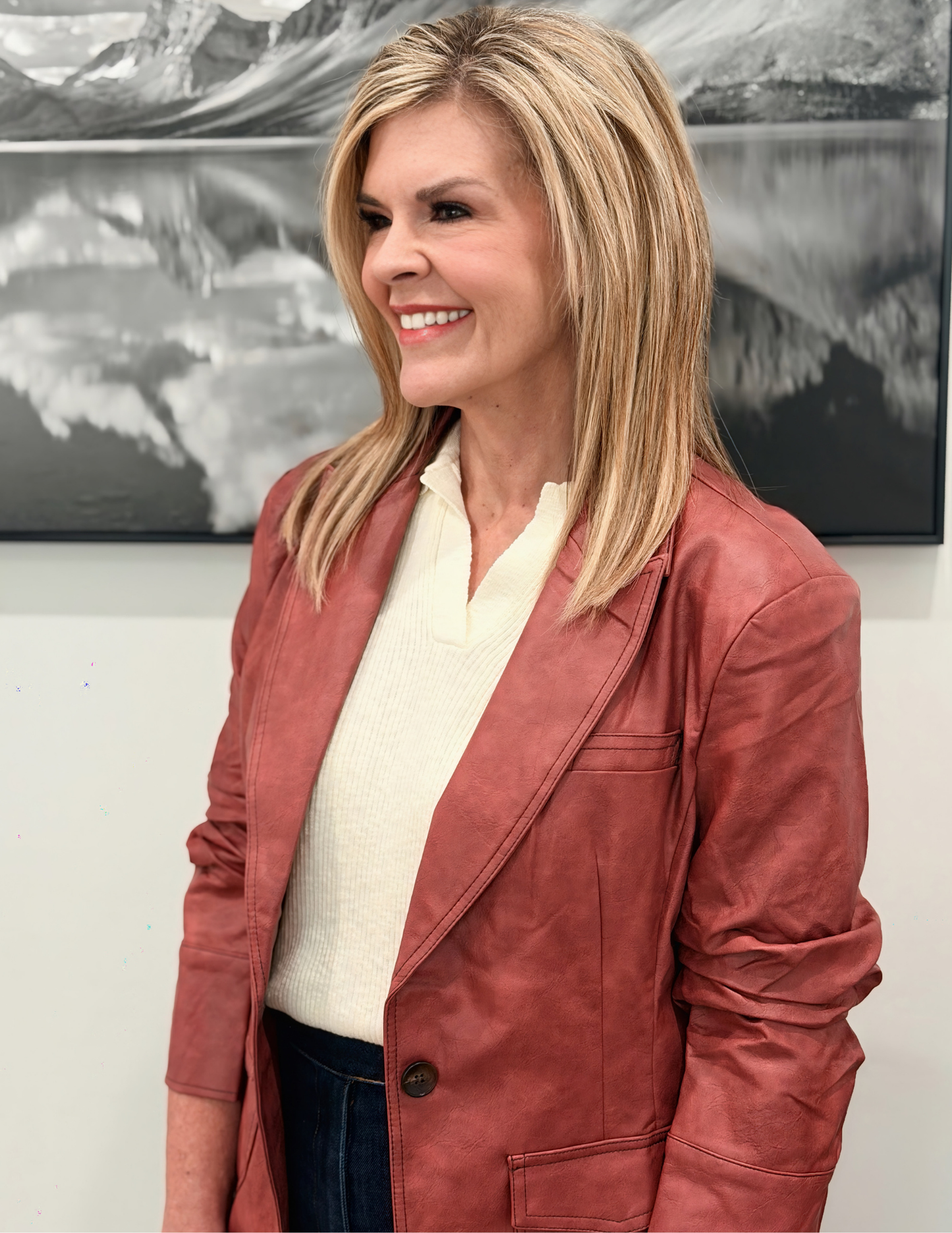 Faux Leather Jacket- Maroon