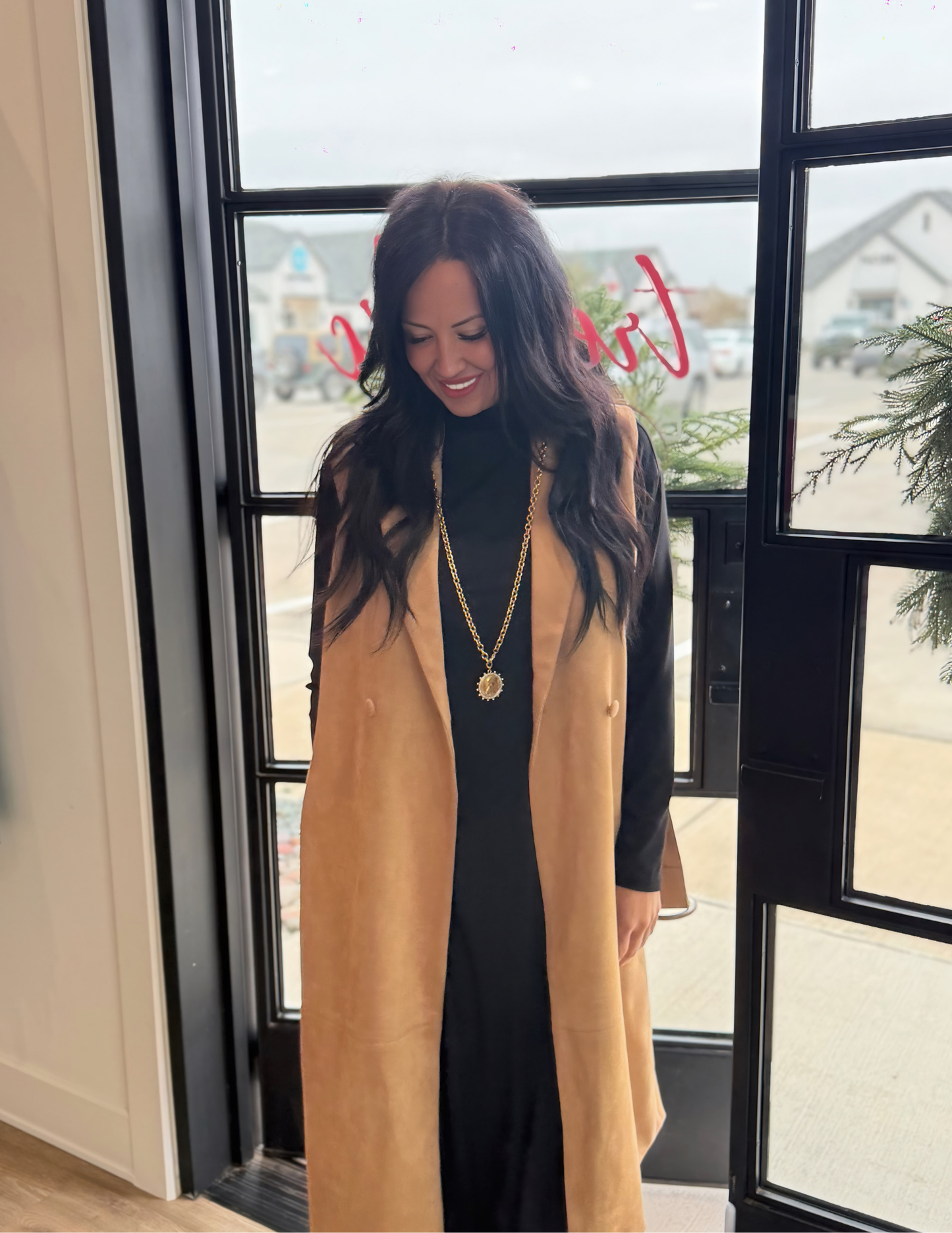 Faux Suede Tailored Vest