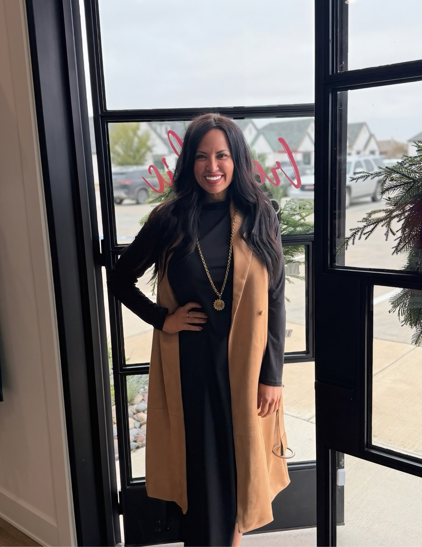 Faux Suede Tailored Vest