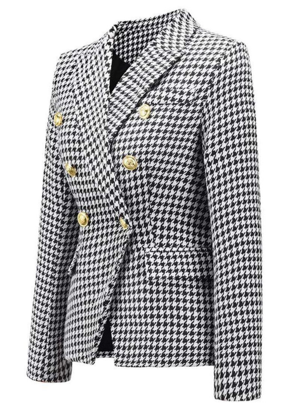 Houndstooth Print Blazer - Tres Chic Boutique