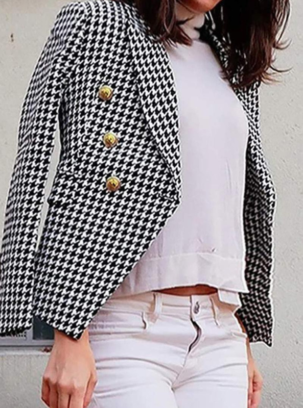 Houndstooth Print Blazer - Tres Chic Boutique