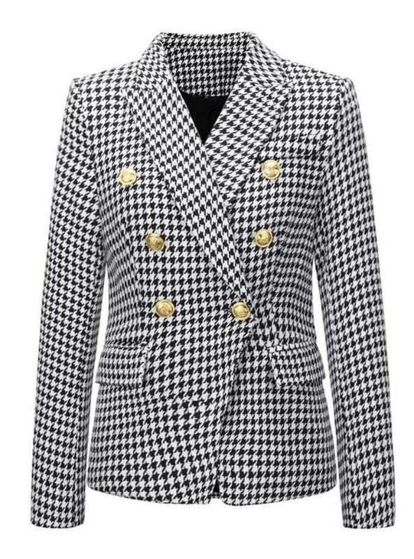 Houndstooth Print Blazer - Tres Chic Boutique