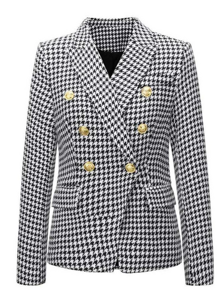 Houndstooth Print Blazer