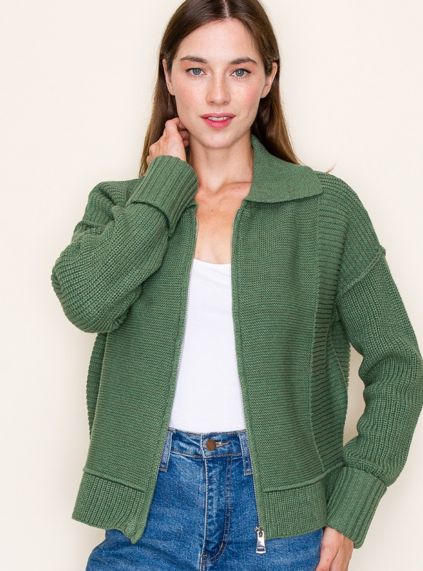 Kale Collared Cardigan Jacket - Tres Chic Boutique