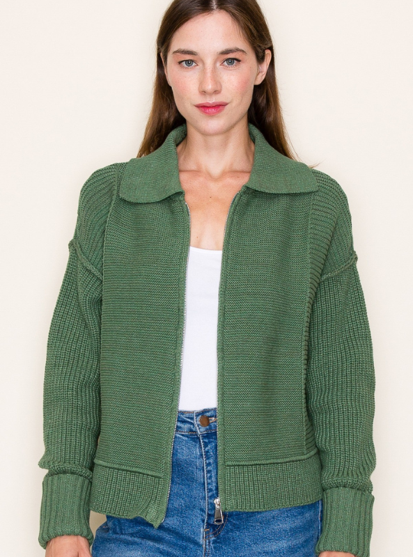 Kale Collared Cardigan Jacket - Tres Chic Boutique