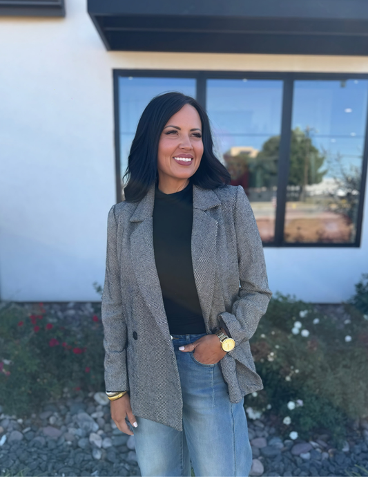 Notch Collar Long Line Blazer