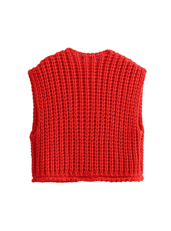 Red Knitted Vest - Tres Chic Boutique