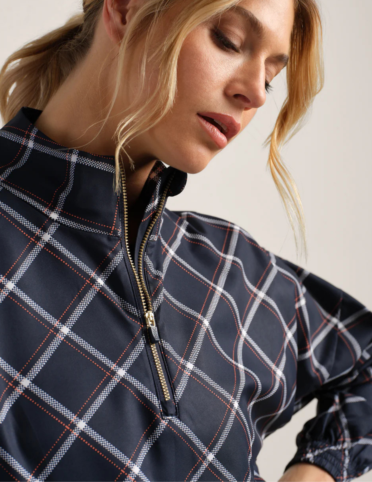 Rhone Apparel- Mirage Anorak- Navy Blue Windowpane - Tres Chic Boutique