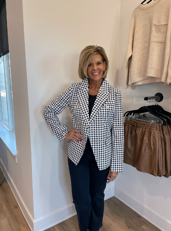 Houndstooth Print Blazer - Tres Chic Boutique