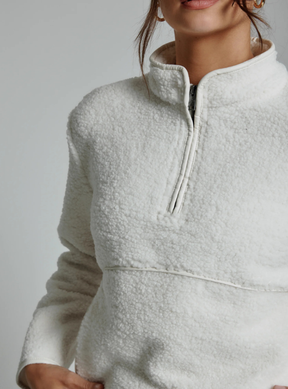 7Diamonds- Cozy Quarter-Zip Pullover- Ivory