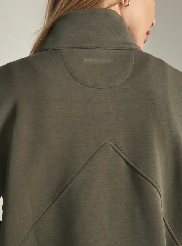 7Diamonds- REV Crop Quarter-Zip Pullover- Olive