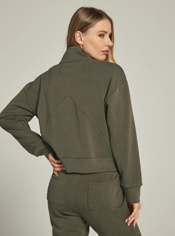 7Diamonds- REV Crop Quarter-Zip Pullover- Olive