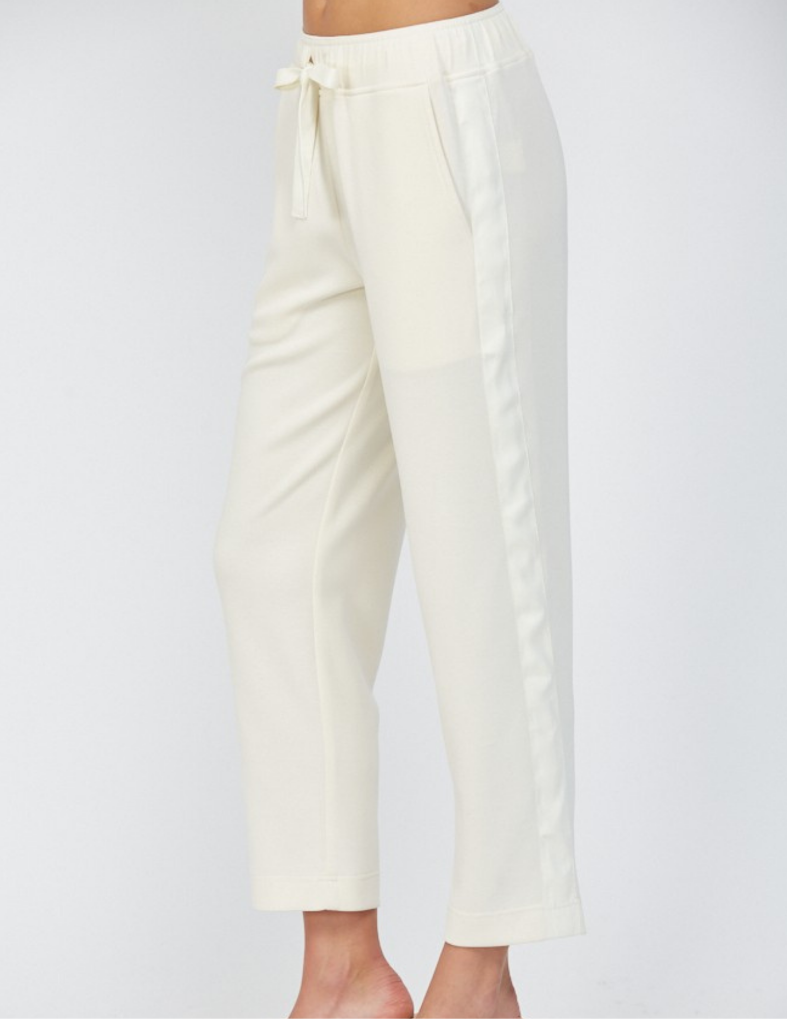 French Vanilla Satin Trim Detail Lounge Pant - Tres Chic Boutique