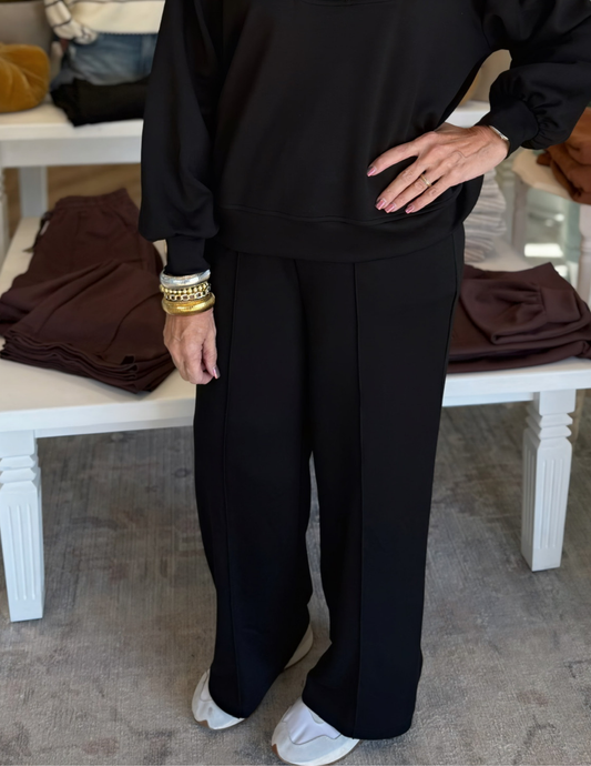 Knit Draw String Pant- Black