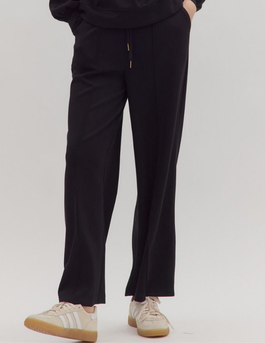 Knit Draw String Pant- Black