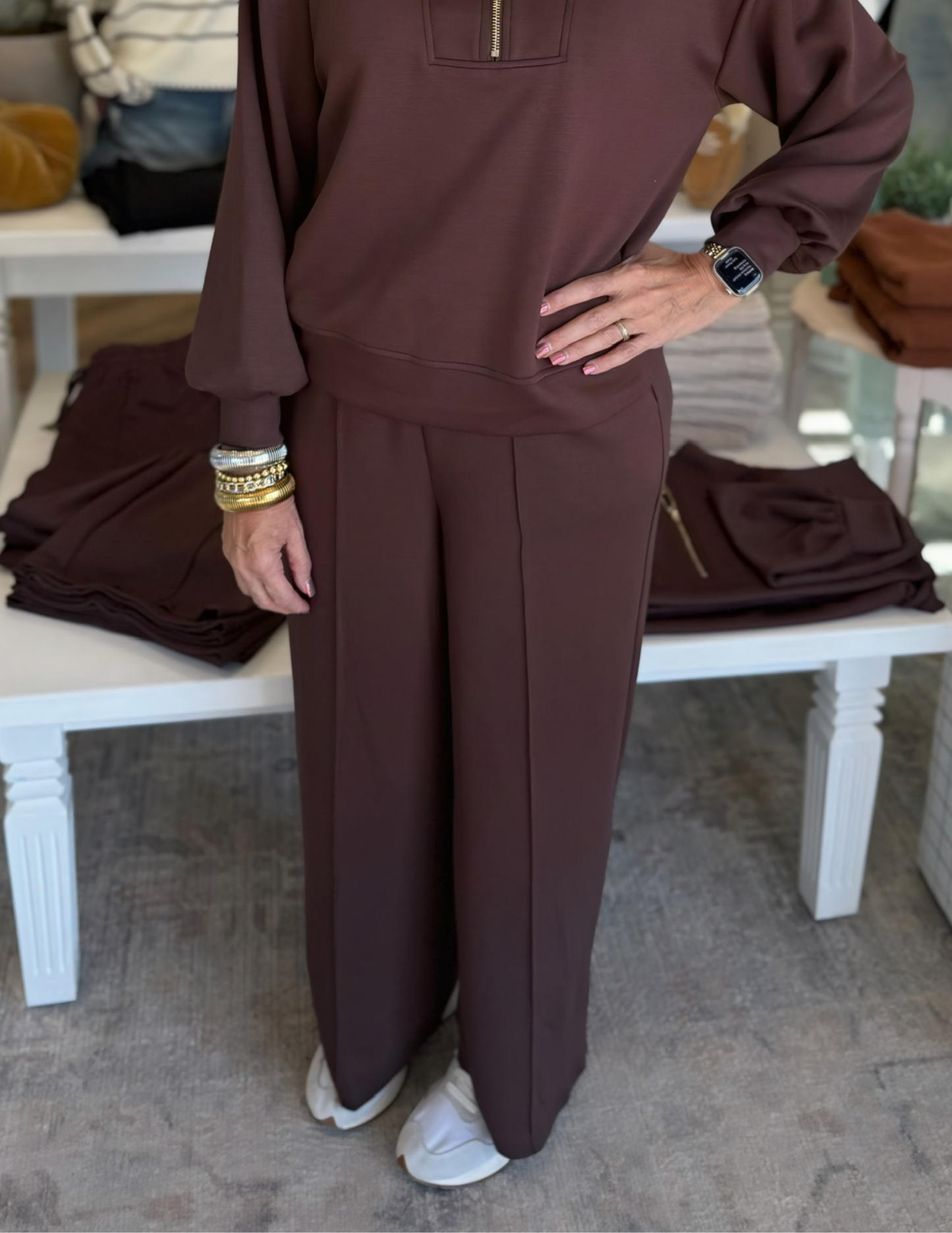 Knit Draw String Pant- Espresso