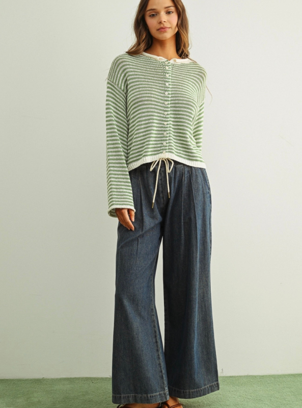 Straight Wide Leg Pants- Denim