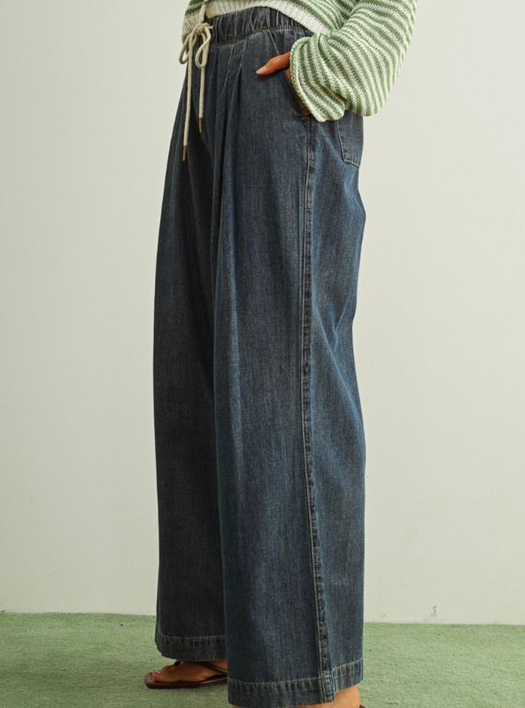 Straight Wide Leg Pants- Denim