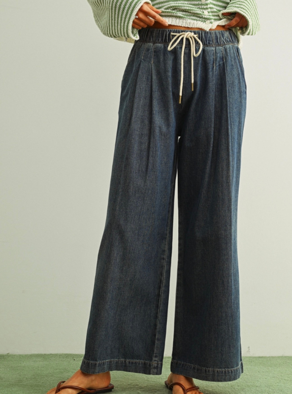 Straight Wide Leg Pants- Denim