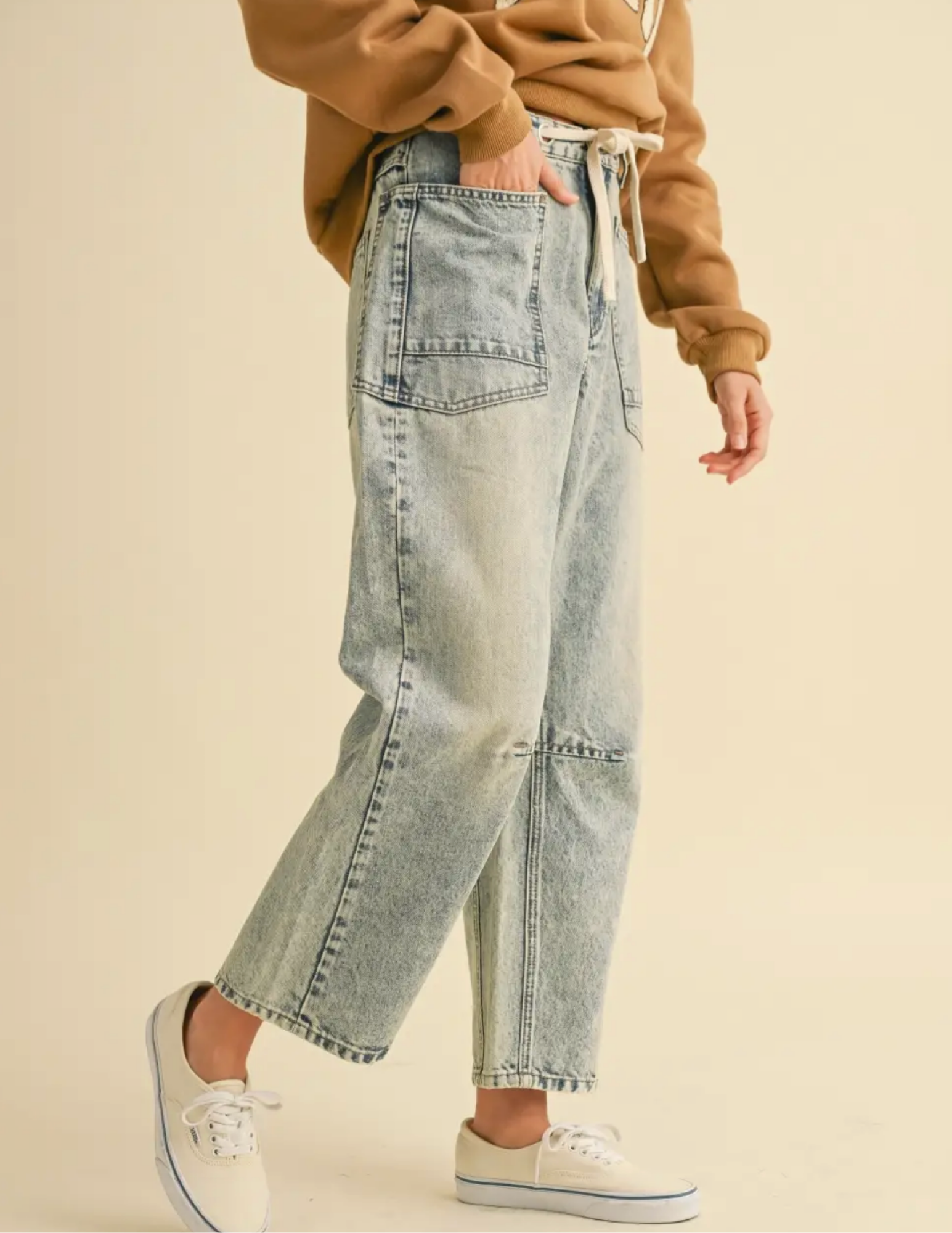 Washed Denim With Tie - Tres Chic Boutique
