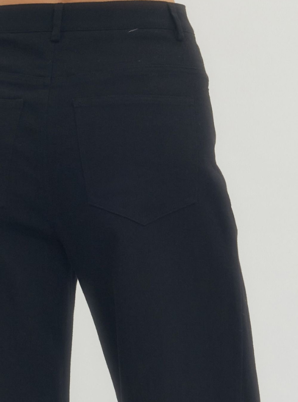 Wide Leg Pintuck Pants- Black