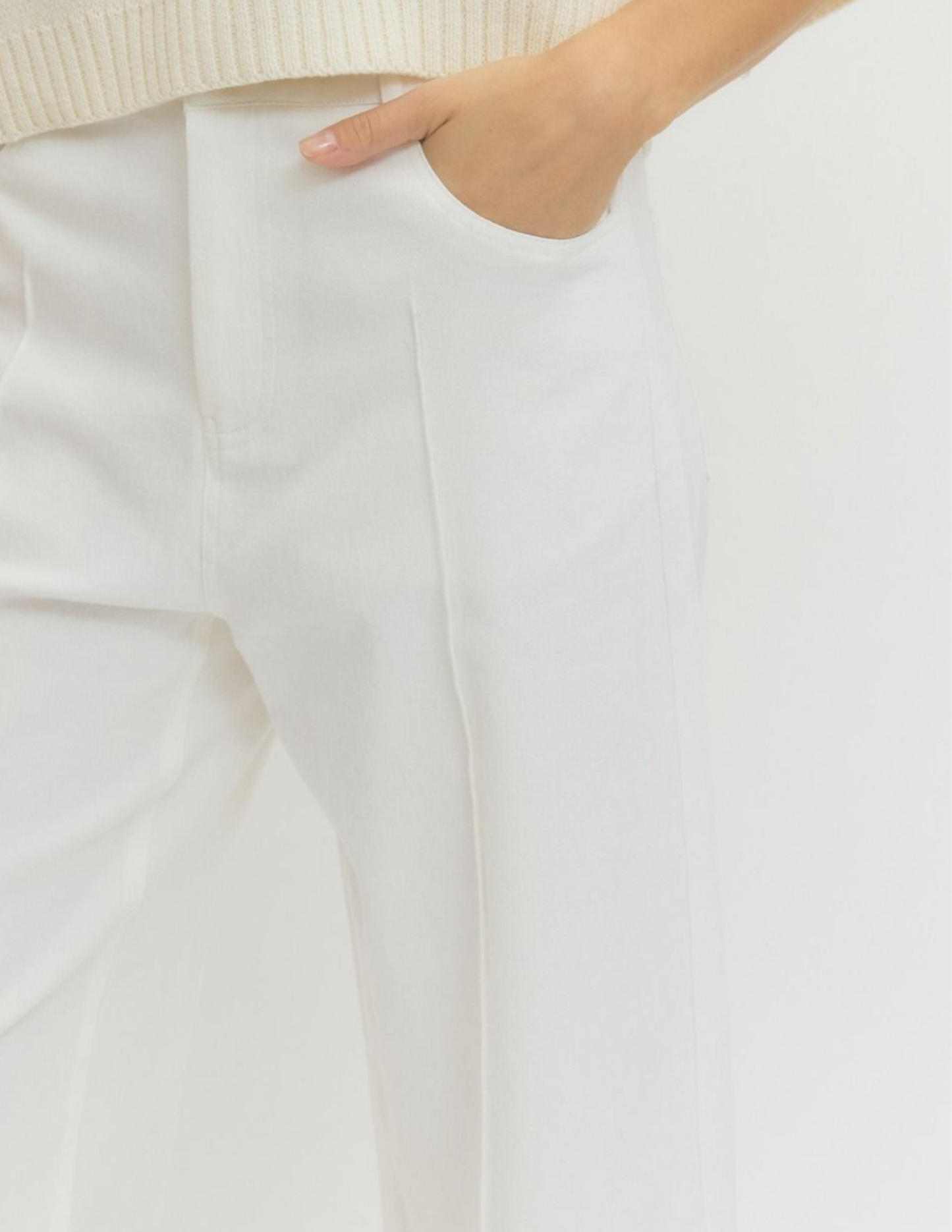 Wide Leg Pintuck Pants- Off White