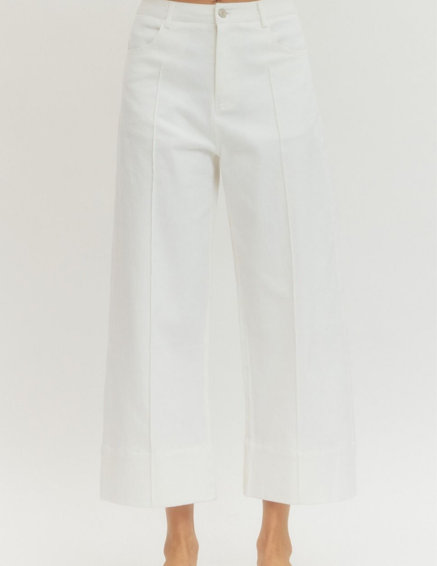 Wide Leg Pintuck Pants- Off White