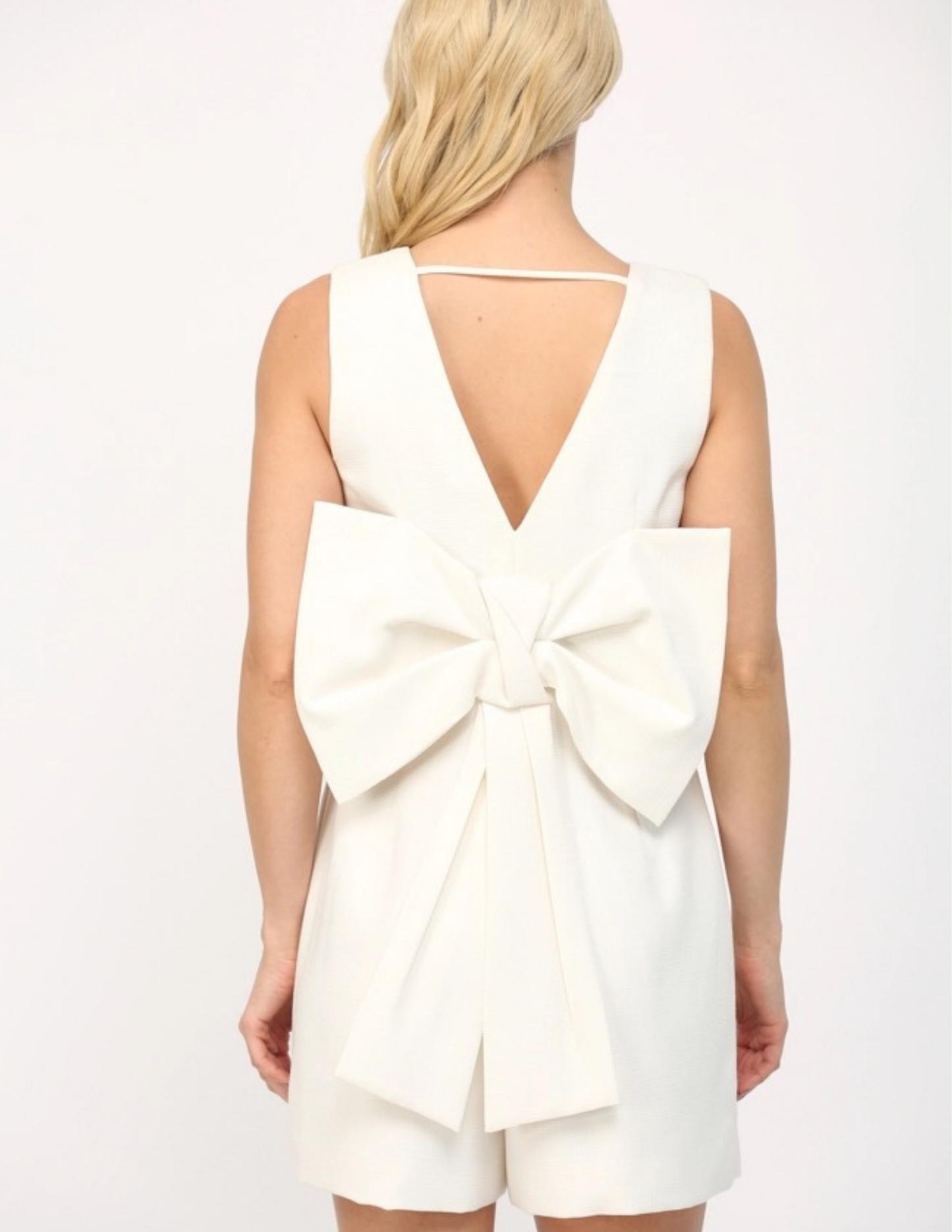 Square Neck Romper- White