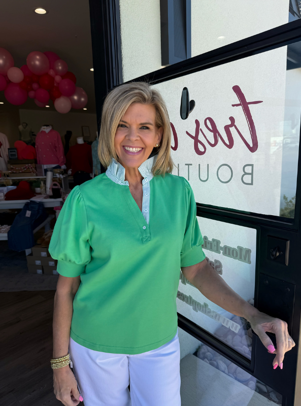 Apple Green Ruffled Neck Top