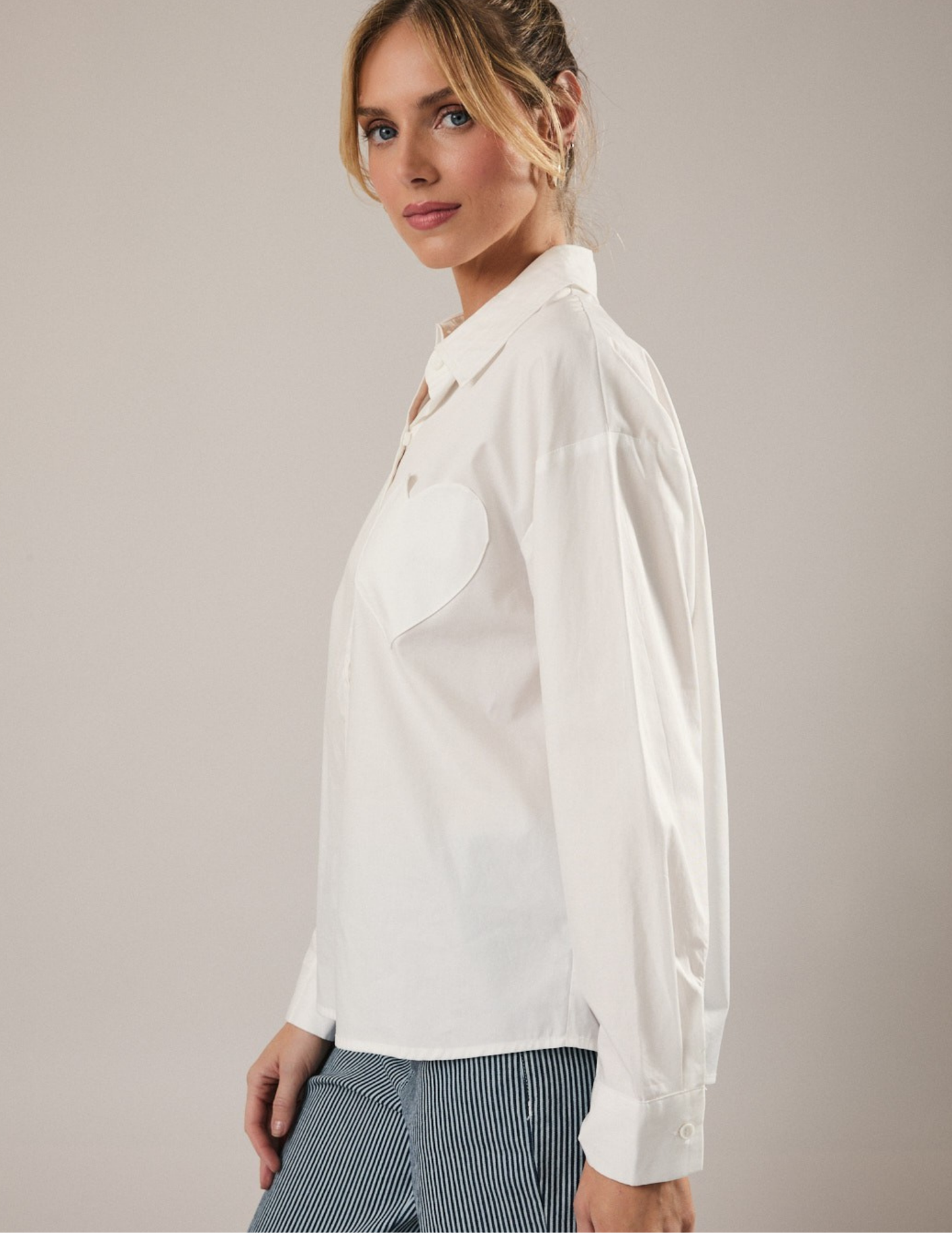 Heart Pocket Button Up Top