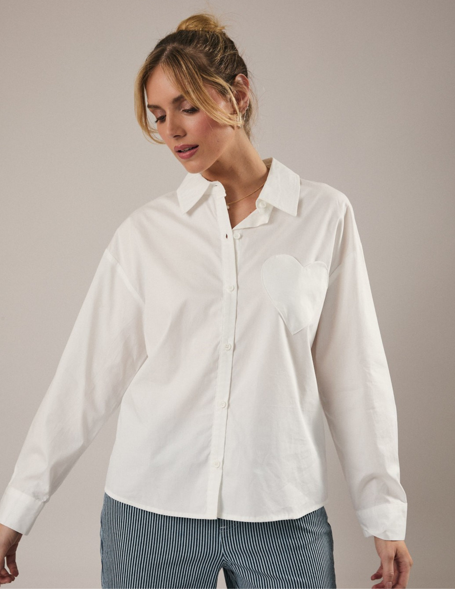 Heart Pocket Button Up Top