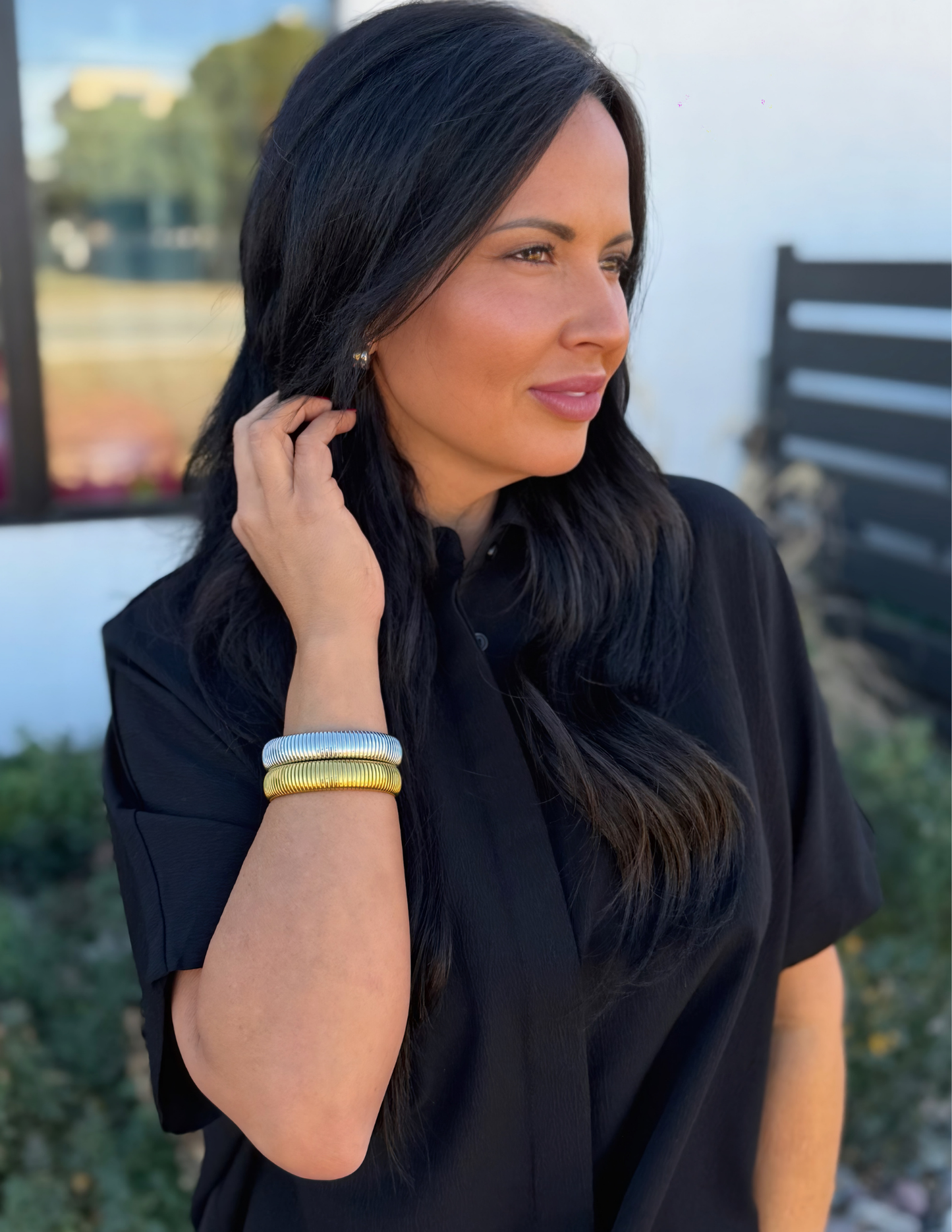 Relaxed Fit Short Sleeve Shirt- Black