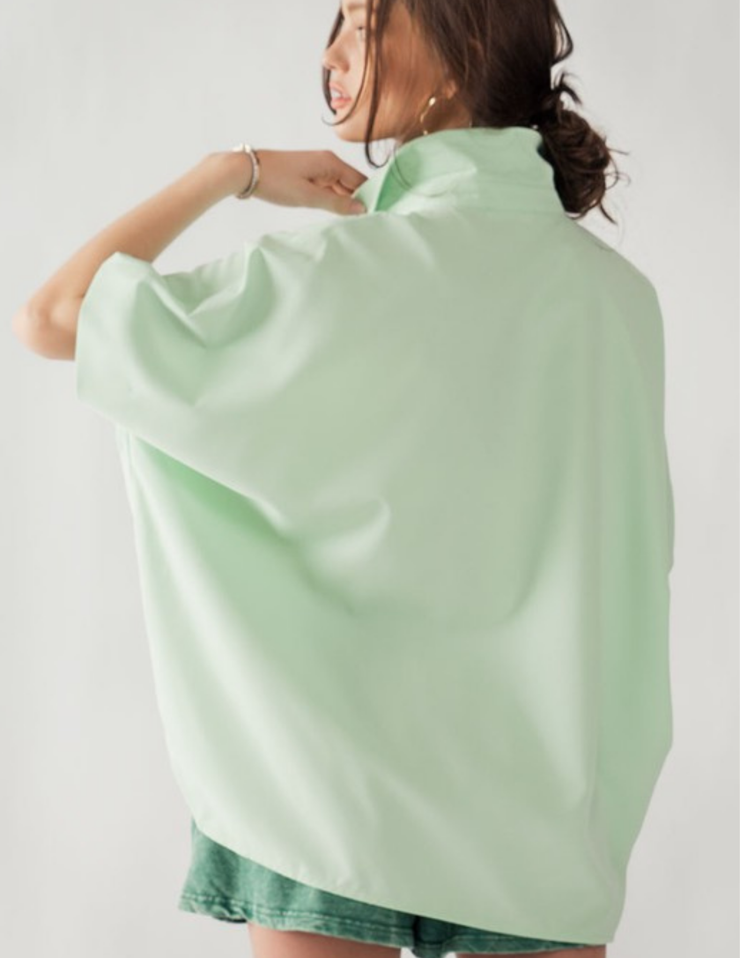 Relaxed Fit Short Sleeve Shirt- Mint