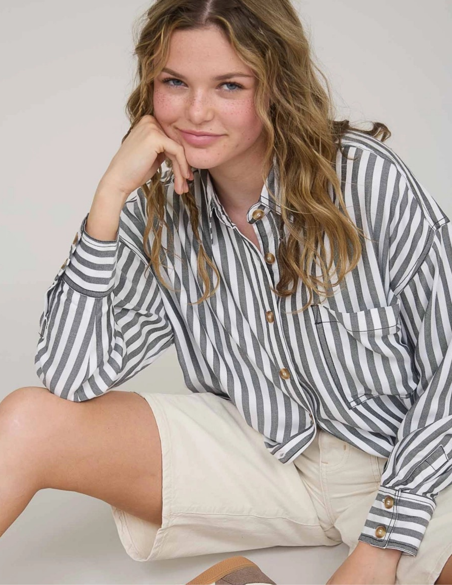 Striped Button Down - Black