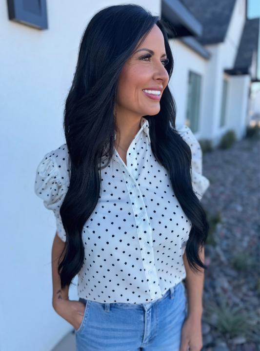 Swiss Dot Top- Cream